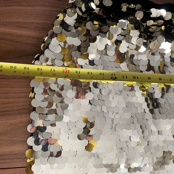 Maxi skirt, French Connection, SZ S, golden sequins, lined, elastic waist - Picture 6 of 16